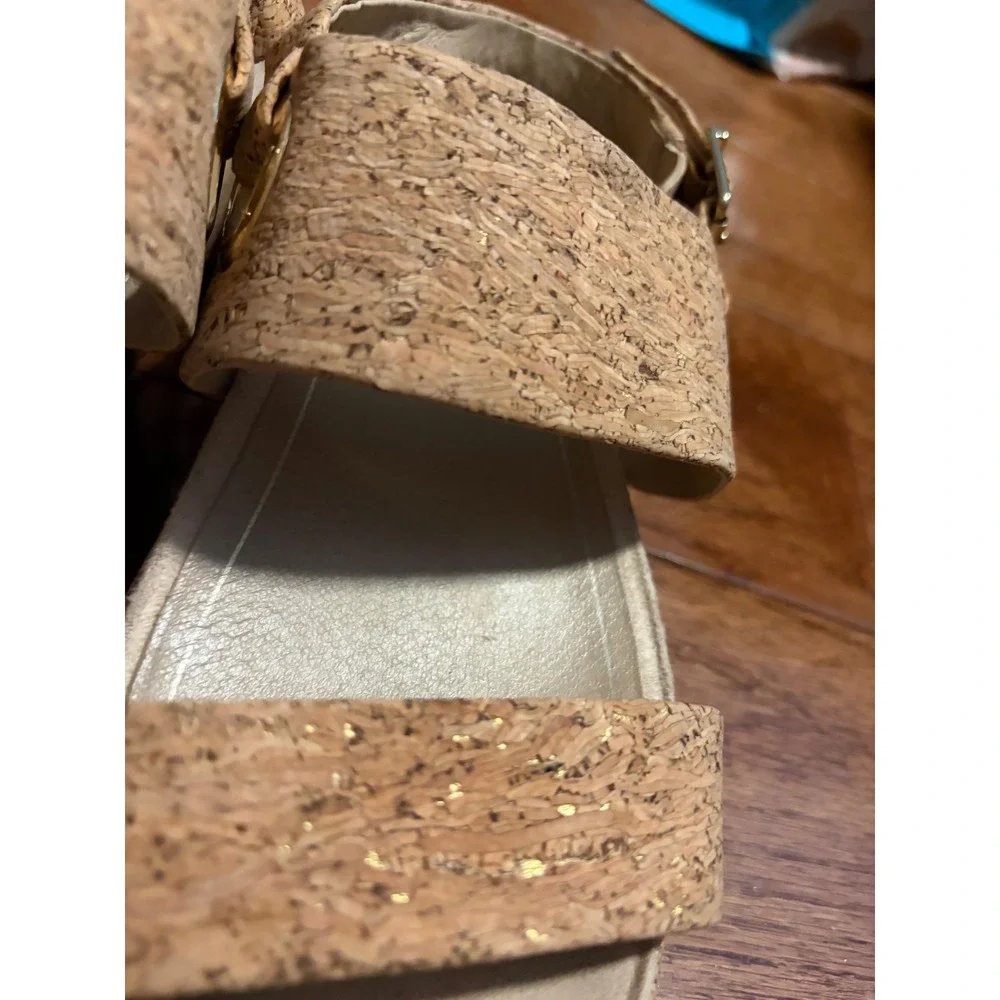 Vionic Loulee Cork‎ Sandals Women's Size 8 Wide Tan Adjustable Strap
